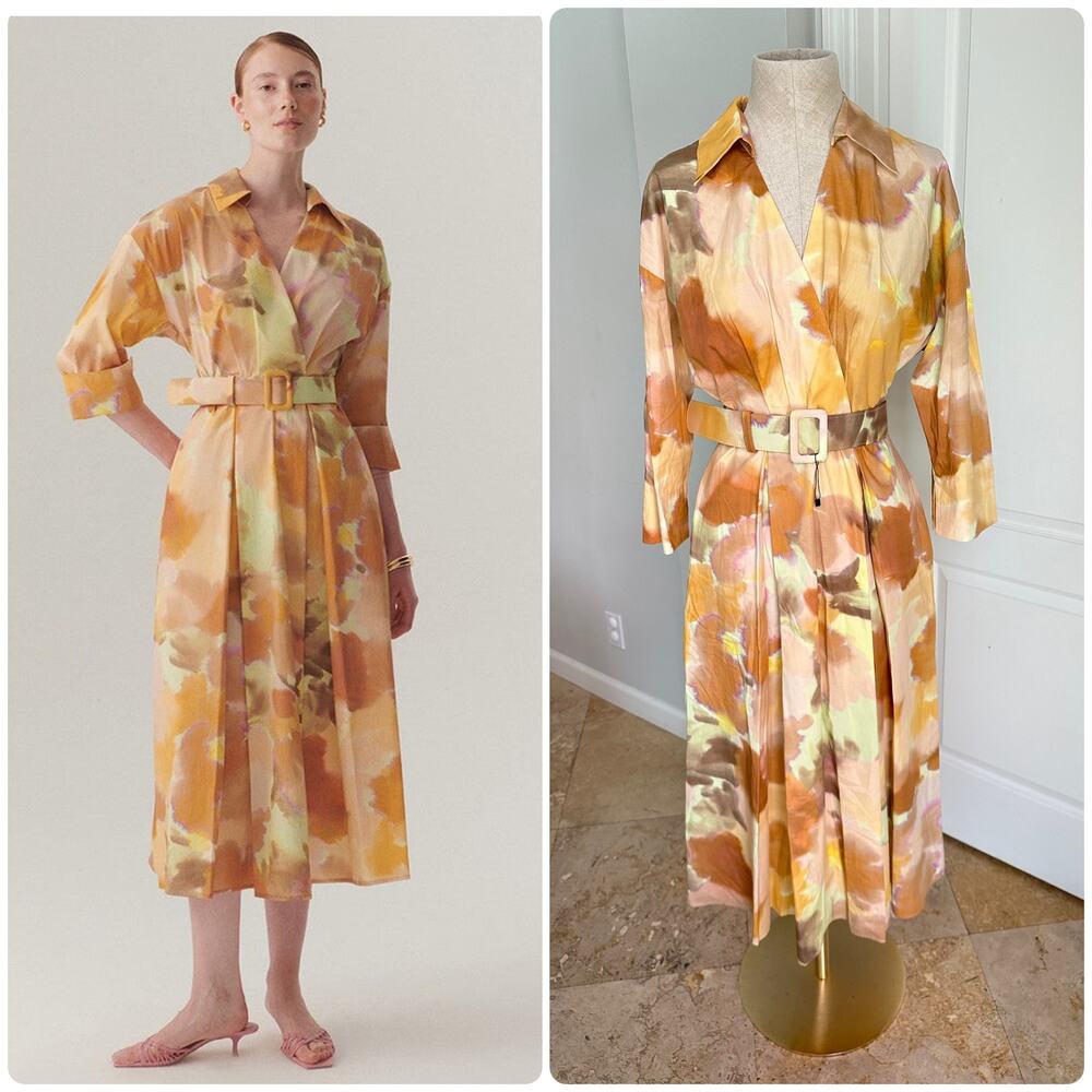 NWT EXQUISE Regular Watercolor Belted Cotton Brooklyn Dress Sz 6